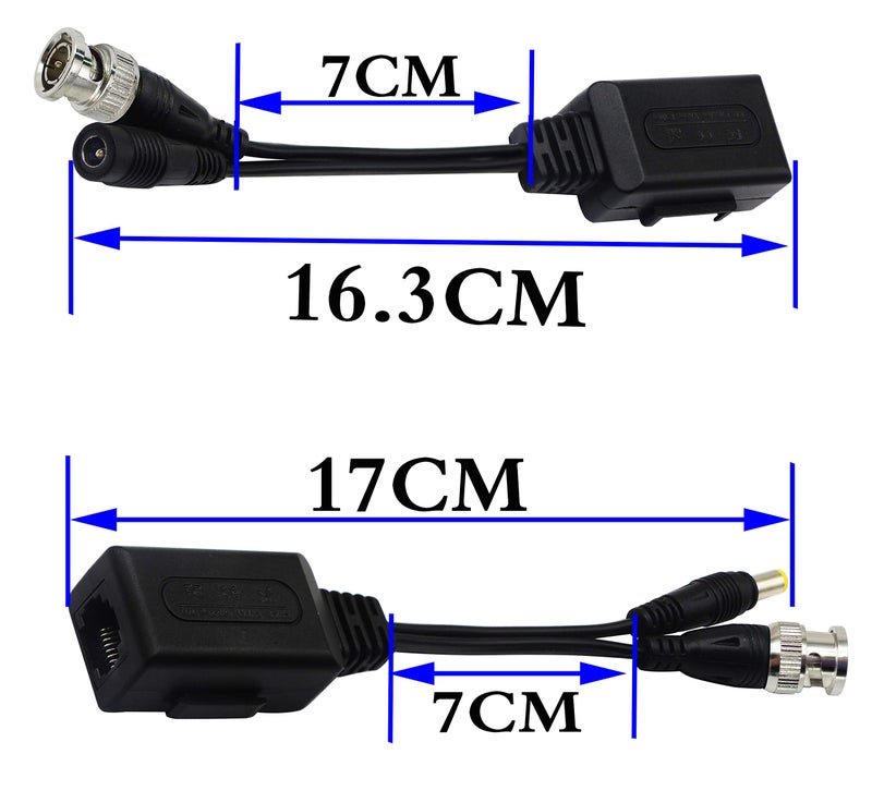 zdyCGTime زدي سي جي تايم بالون HD Cat5 RJ45 إلى BNC محولات فيديو سلبية مع موصل طاقة لكاميرات 720P 1080P 3MP 4MP 5MP 8MP HD-CVI/TVI/AHD/CVBS/960H (2 أزواج) - Image 2
